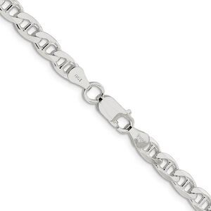 5.7mm Sterling Silver Solid Flat Cuban Anchor Chain Necklace, 20 Inch
